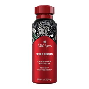 Old Spice Aluminum Free Body Spray For Men Wolfthorn 5.1Oz (Pack of 12)