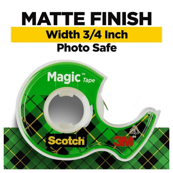3M Scotch Magic Transparent Tape 0.75in x 300in 1.12Oz (Pack of 72)
